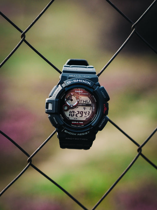 C Saba Bakos watch with G Force made by Casio. Black variant on fence.